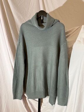 Relaxed Hooded Knit Sweater - Sage Green